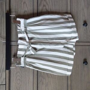 Club Monaco Paper Bag Waist Striped Tie Shorts